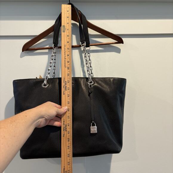 MICHAEL KORS Tote Bag Black Large Chain Mercer Work Bag Pebbled Leather Office - Picture 16 of 16